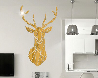 Foto 3 | Vinilo Decorativo con Acabado de Espejo con Diseño de Ciervo color Oro