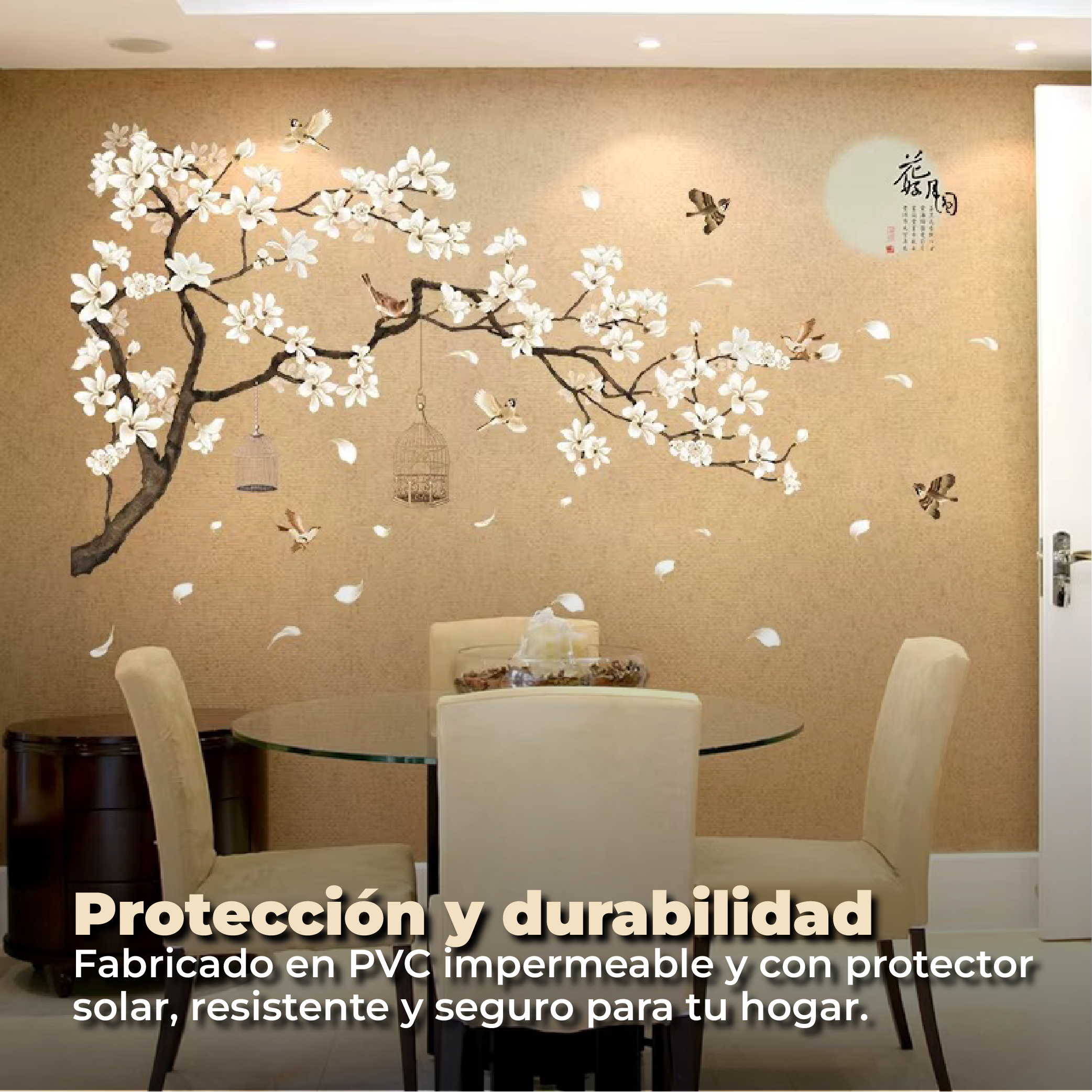 Foto 6 pulgar | Sticker Vinil Decorativo Con Diseño De Árbol Con Jaulas Para Pared