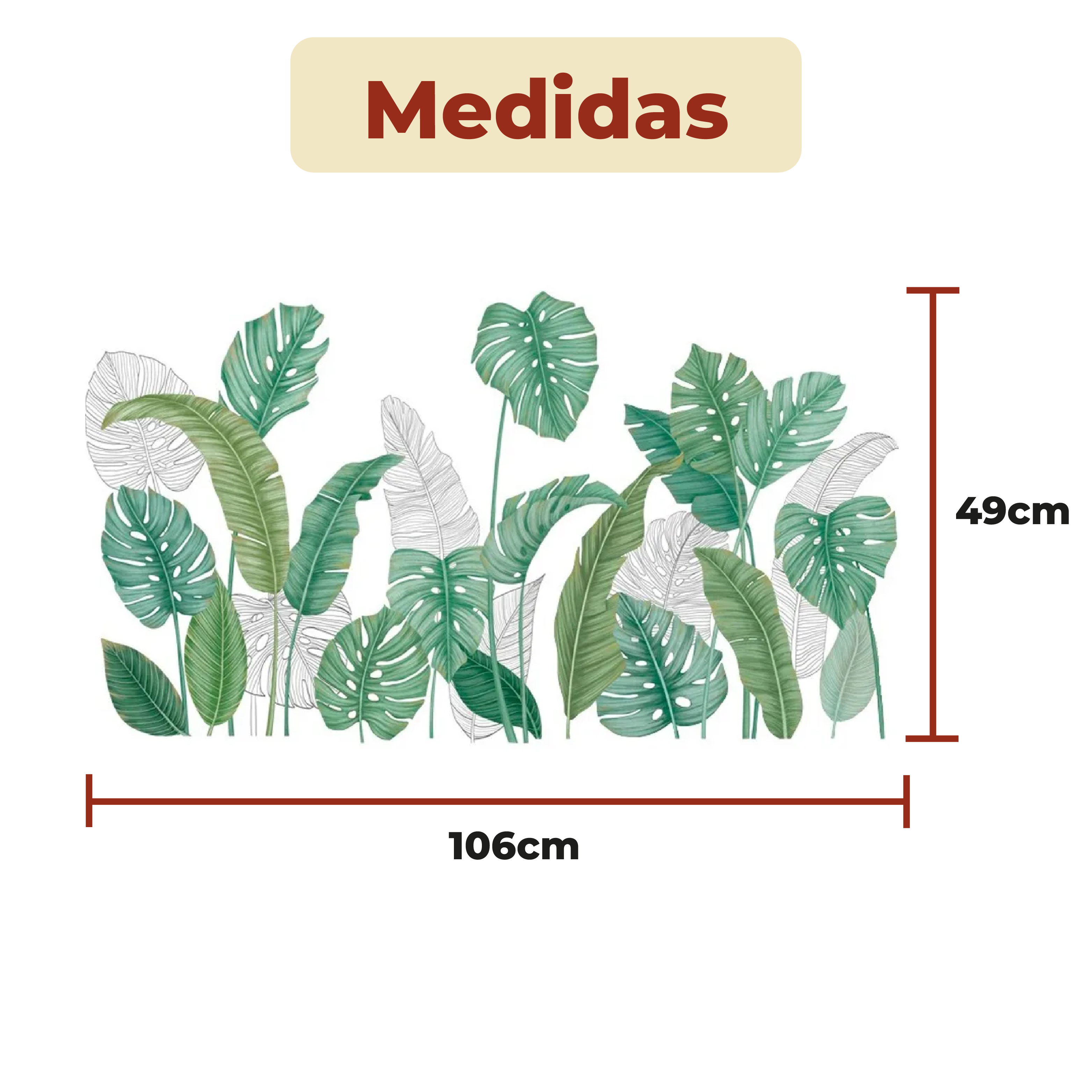 Foto 7 pulgar | Sticker Vinil Decorativo Para Pared Con Diseño De Plantas Tropicales