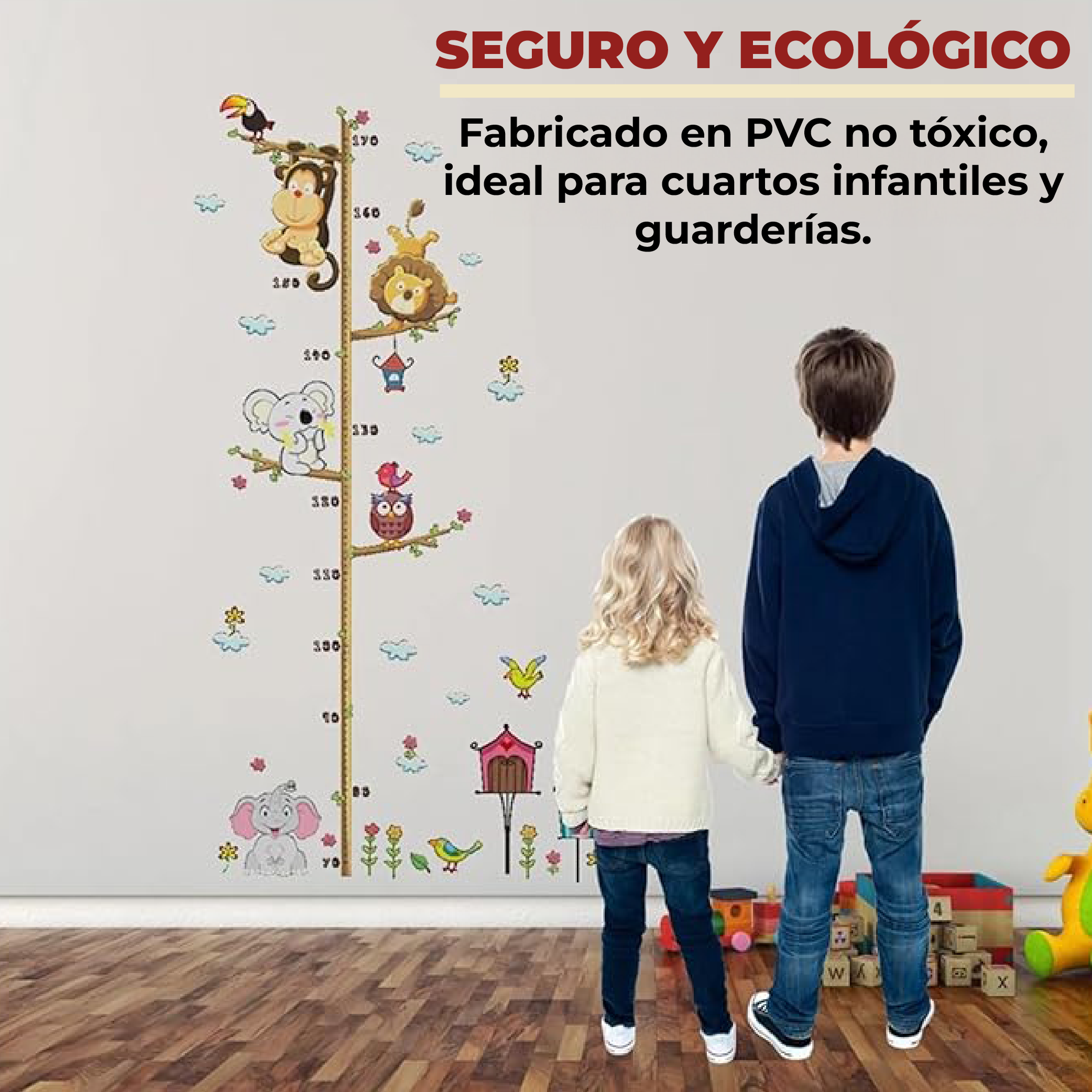 Foto 6 pulgar | Sticker Vinil Decorativo Con Diseño Animales Para Medición Para Pared
