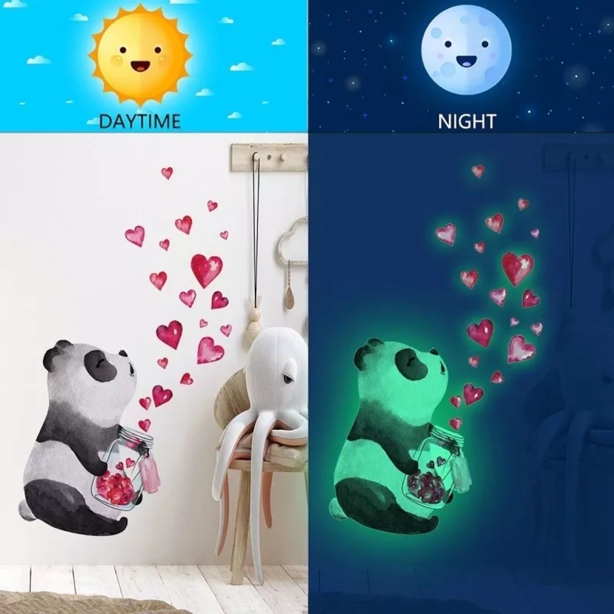 Foto 5 pulgar | Pegatina Luminosa De Niños Para Pared Con Diseño Oso Panda