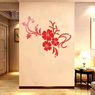 Foto 3 | Vinilo Decorativo con Acabado de Espejo de Flores 100 X 76 Cm color Rojo