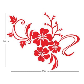 Foto 4 | Vinilo Decorativo con Acabado de Espejo de Flores 100 X 76 Cm color Rojo