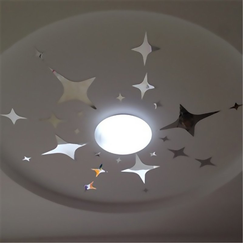 Foto 6 pulgar | Adhesivo De Pared Acrílico Con Espejo Y Estrellas Geométricas, Color Plateado - Venta Internacional.