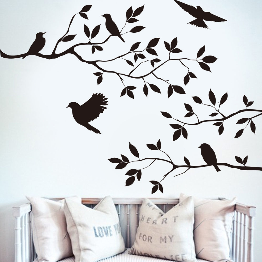 Foto 2 pulgar | Adhesivo Pvc Rama de Árbol y Pájaros Negro 60x44 Cm - Venta Internacional