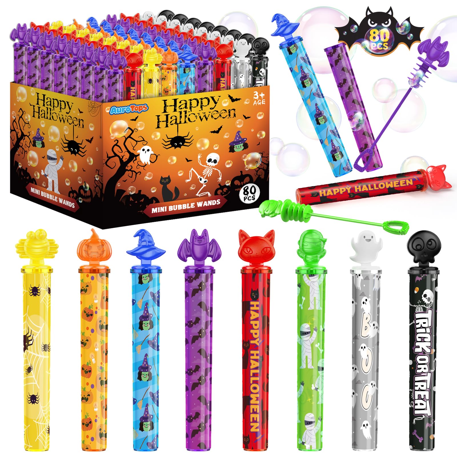 Foto 1 | Mini Bastoncillos Aurotops Para Halloween, 80 Unidades, Para Niños, Con Pegatinas - Venta Internacional.