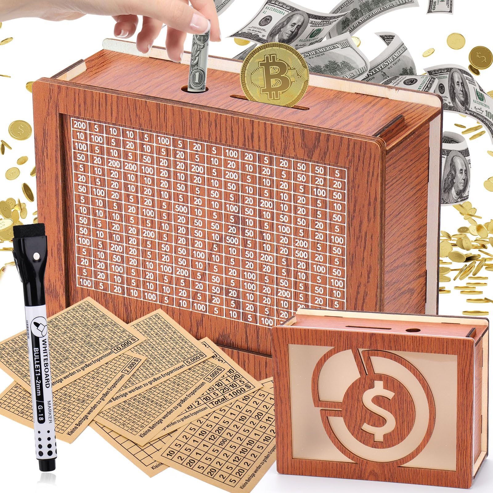 Caja Para Ahorrar Dinero Palksky Mejorada, Visible, Bóveda De Efectivo, Madera - Venta Internacional. $632