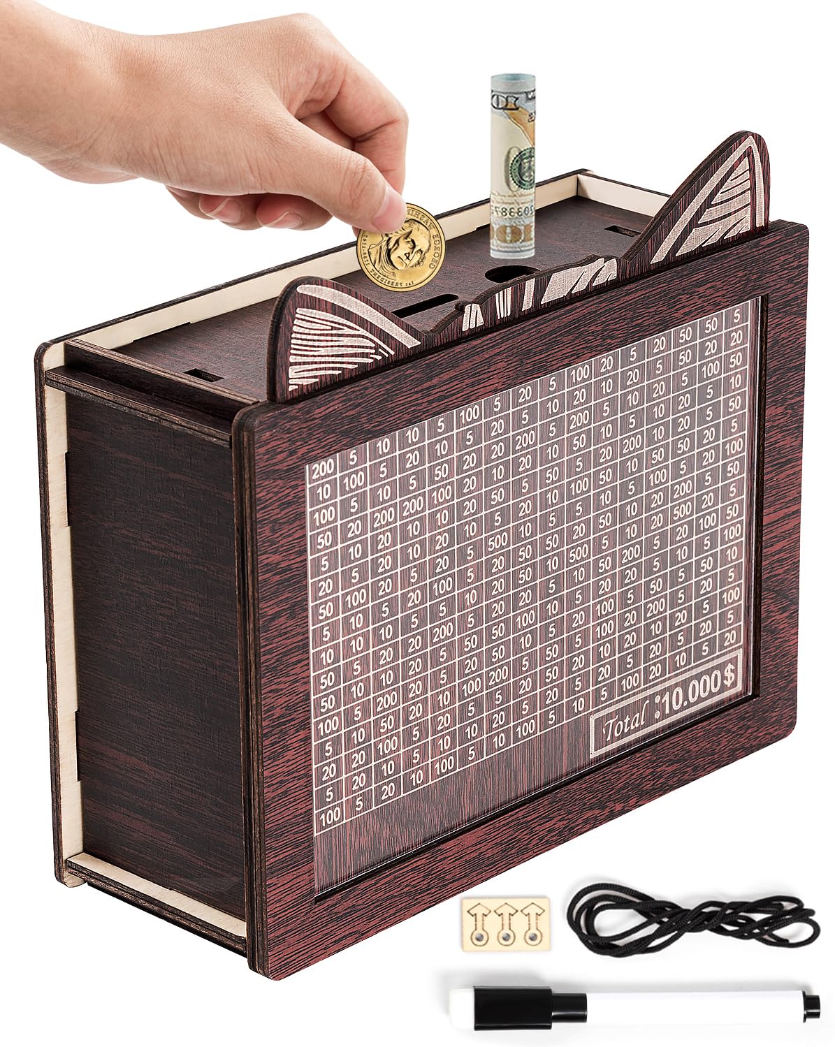 Foto 2 pulgar | Caja De Ahorro De Dinero Marycele, Alcancía De Madera Mejorada Con 10000 Libras - Venta Internacional.