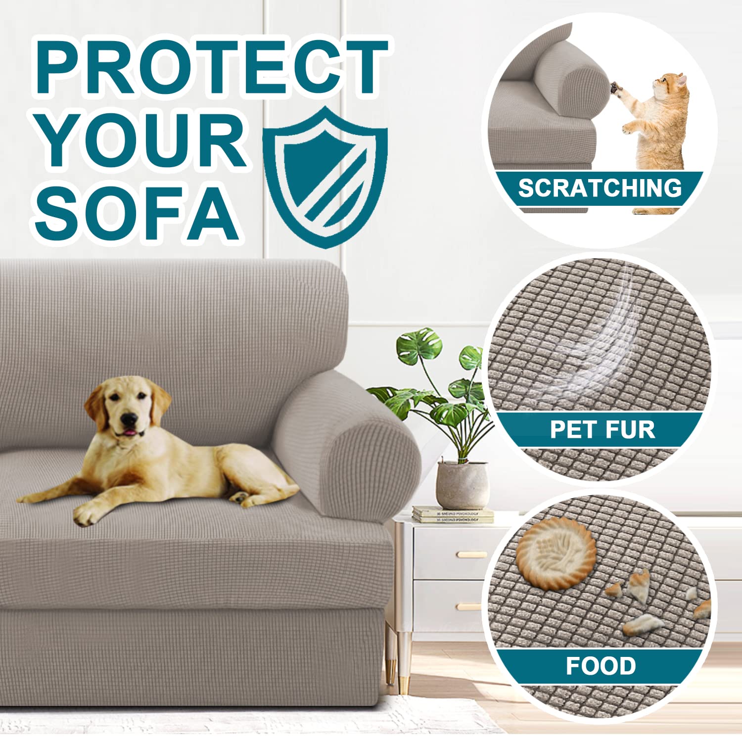 Foto 6 pulgar | Funda De Silla En Forma De T Turquesa Para Sala De Estar, Color Marrón - Venta Internacional.