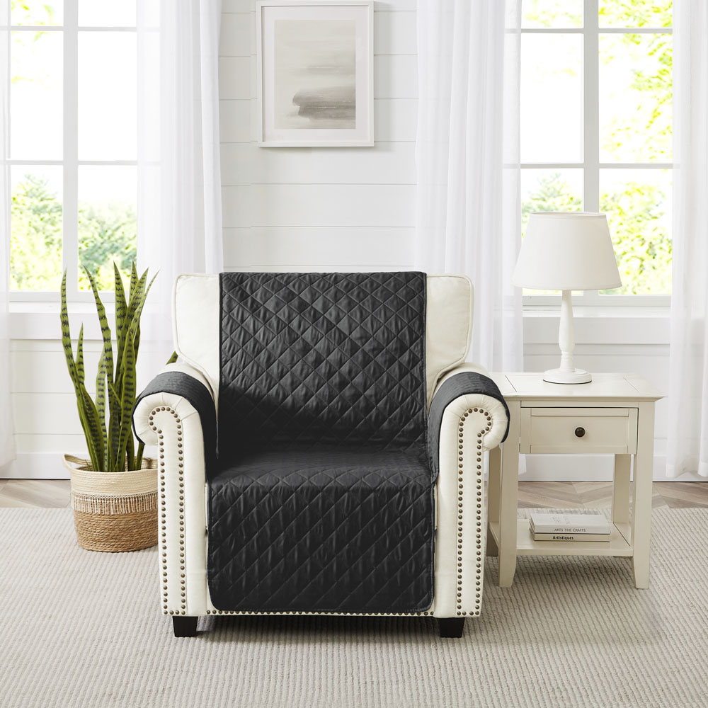 Protector De Sillón Impermeable 1 Plaza Negro Doble Vista Pesaro