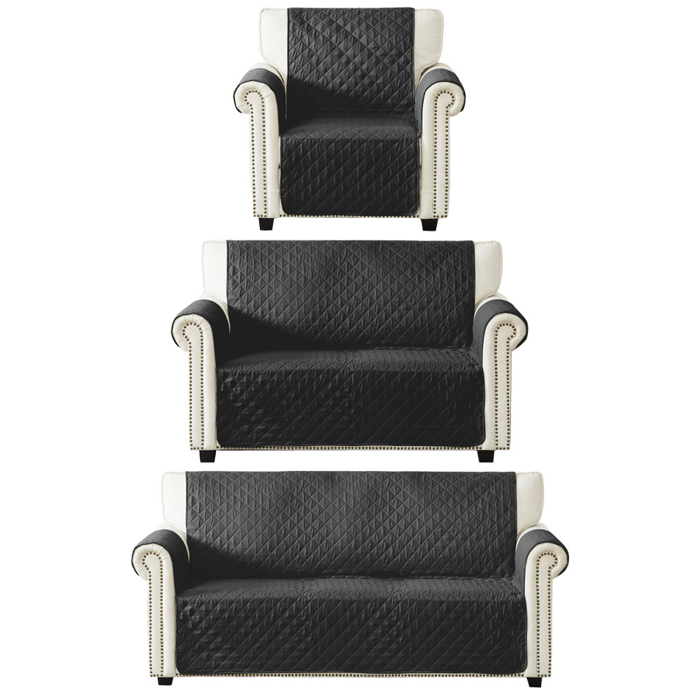 Set De Protector De Sillón Impermeable1 Plaza, 2 Y 3 Plazas Negro Doble Vista Pesaro