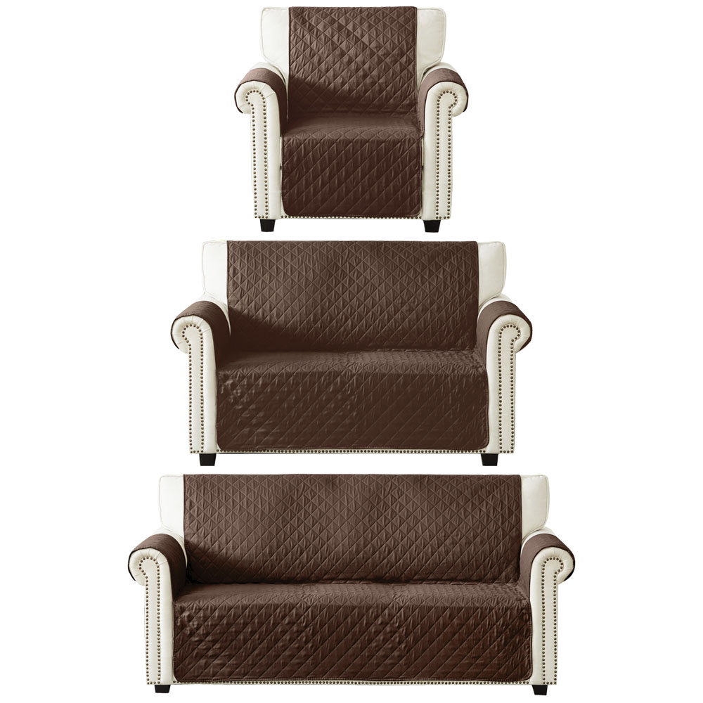 Set De Protector De Sillón Impermeable1 Plaza, 2 Y 3 Plazas Café Doble Vista Imola