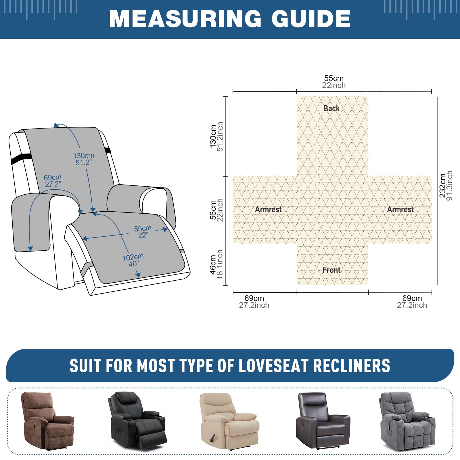 Foto 6 pulgar | Funda Reclinable Taococo 100% Impermeable Con Gránulos Antideslizantes - Venta Internacional.