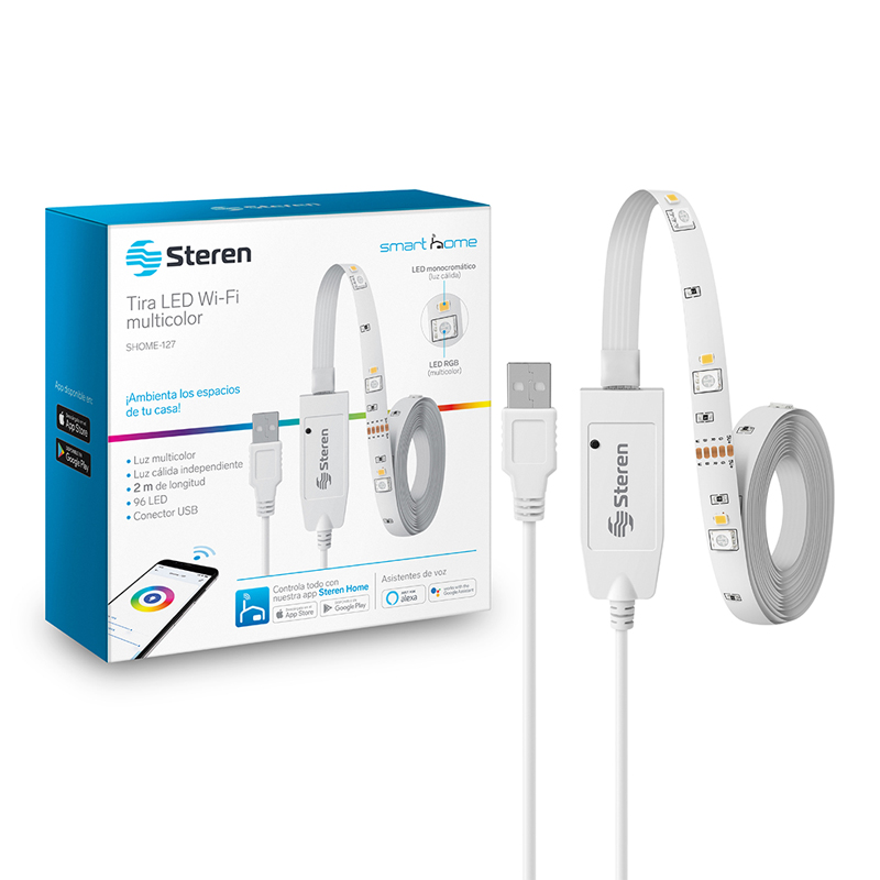 Foto 3 pulgar | Tira Led WiFi Steren Shome-127 color Blanca Luz Rgb de 2 m