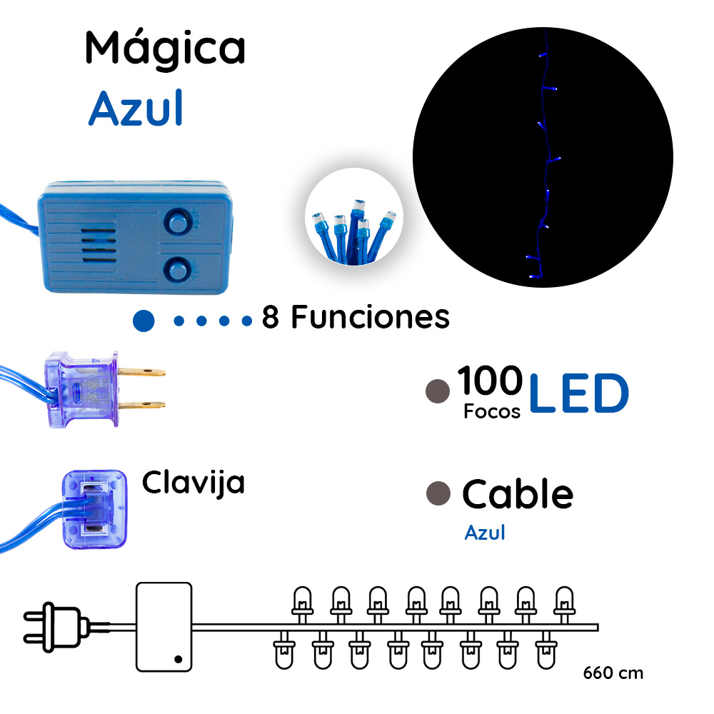 Foto 3 pulgar | Serie Decorativa Paquete de 6 Pz con Luz Led Azul