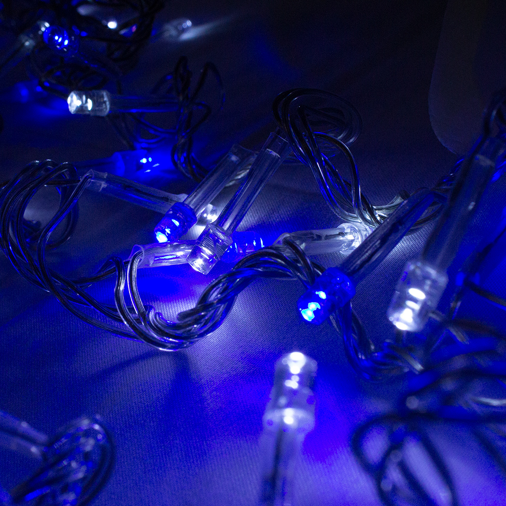 Foto 4 pulgar | Serie Decorativa Genérico Paquete 6 Piezas Luz Led Azul con Blanco 60 Focos 8 Funciones Cable Transparente 3 m