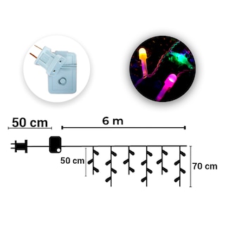 Foto 3 | Cascada Decorativa Importadora La Merced Paquete 6 Piezas Luz Led Multicolor 300 Focos 8 Funciones Cable Blanco 6 m