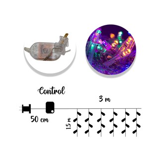 Foto 3 | Cortina Decorativa Importadora La Merced Paquete 3 Piezas Luz Led 400 Focos Multicolor 3 X 1.5 m Fija Cable Transparente