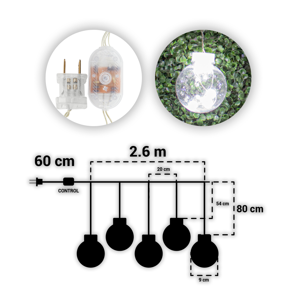 Foto 3 | Cortina Burbuja Flotante Decorativa Importadora La Merced Paquete 6 Piezas Luz Led Blanca 108 Focos Cable 2.6 m