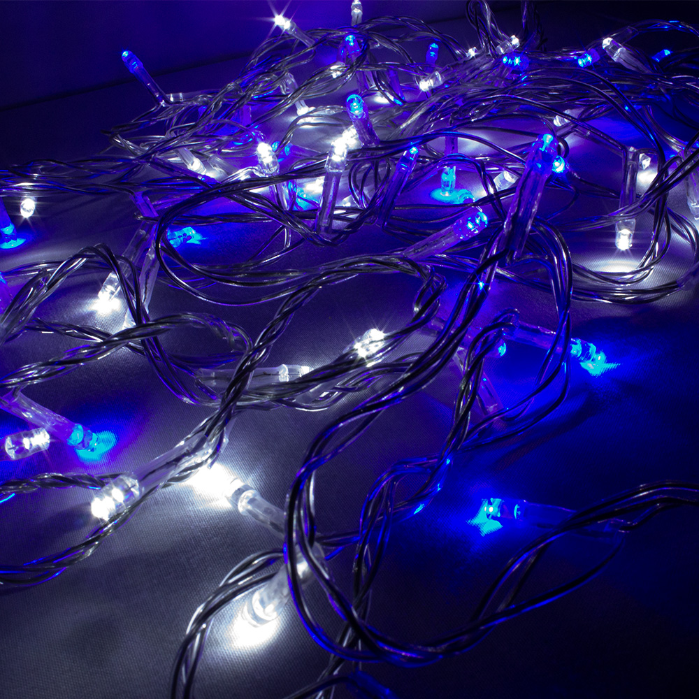 Foto 4 pulgar | Serie Decorativa Importadora La Merced Luz Led Azul/Blanco Paquete 12 Piezas 100 Focos 8 Funciones Cable 6.6 m