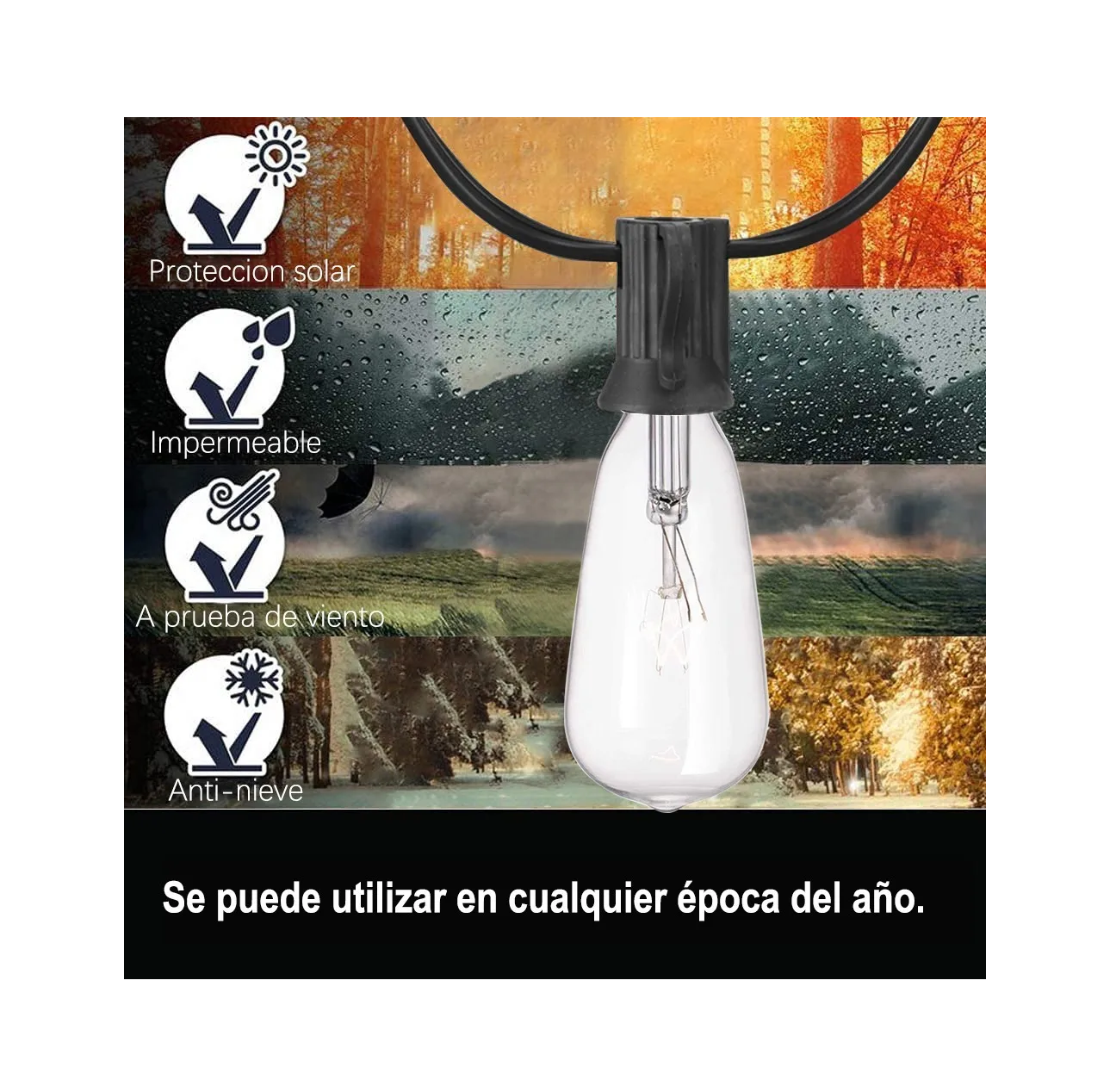 Foto 4 pulgar | Serie de Luz Eo Safe Imports ESI-3004 color Negro para Exteriores 25 Focos