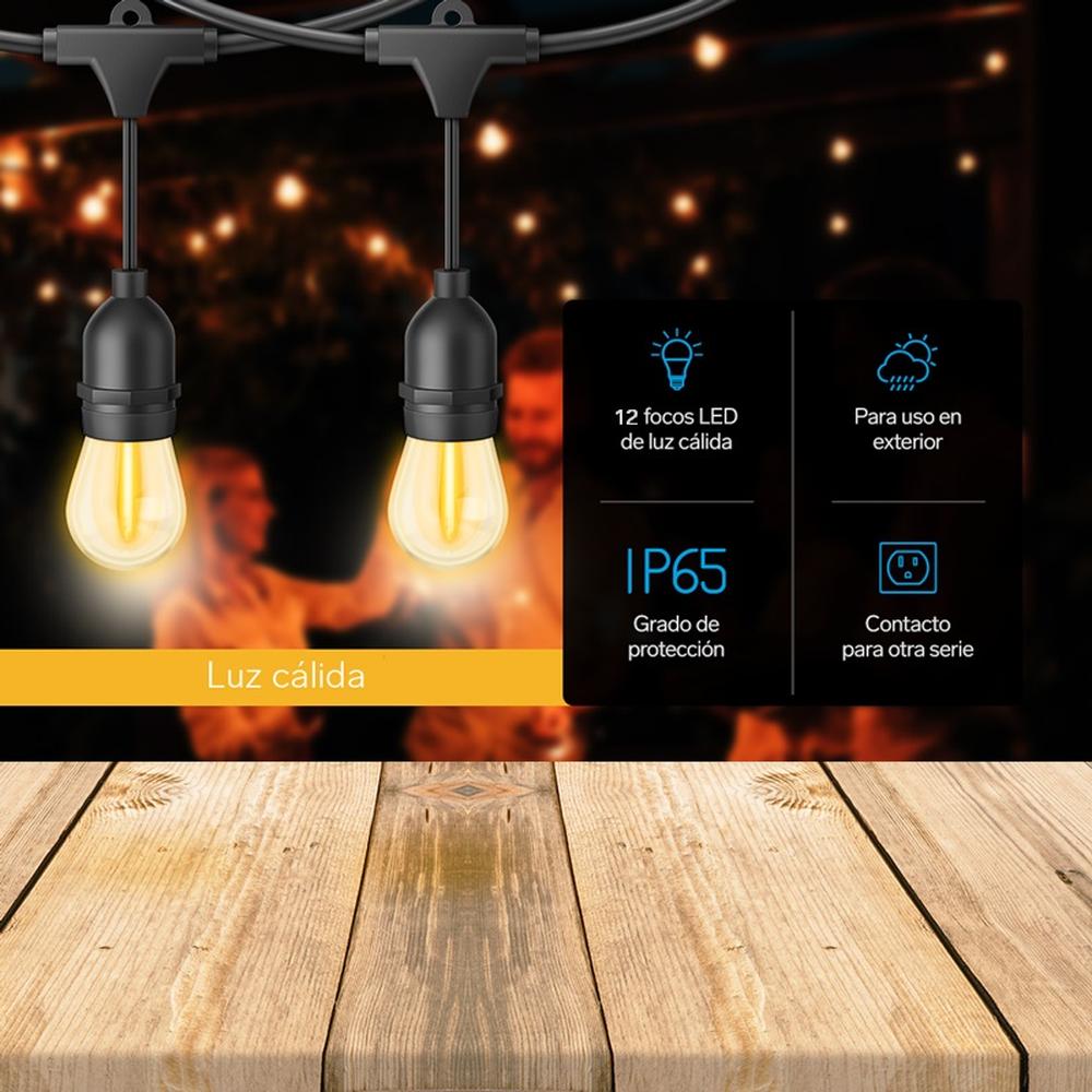 Foto 2 | Serie Steren 300 color Negro LED Vintage de 12 Focos para Exterior
