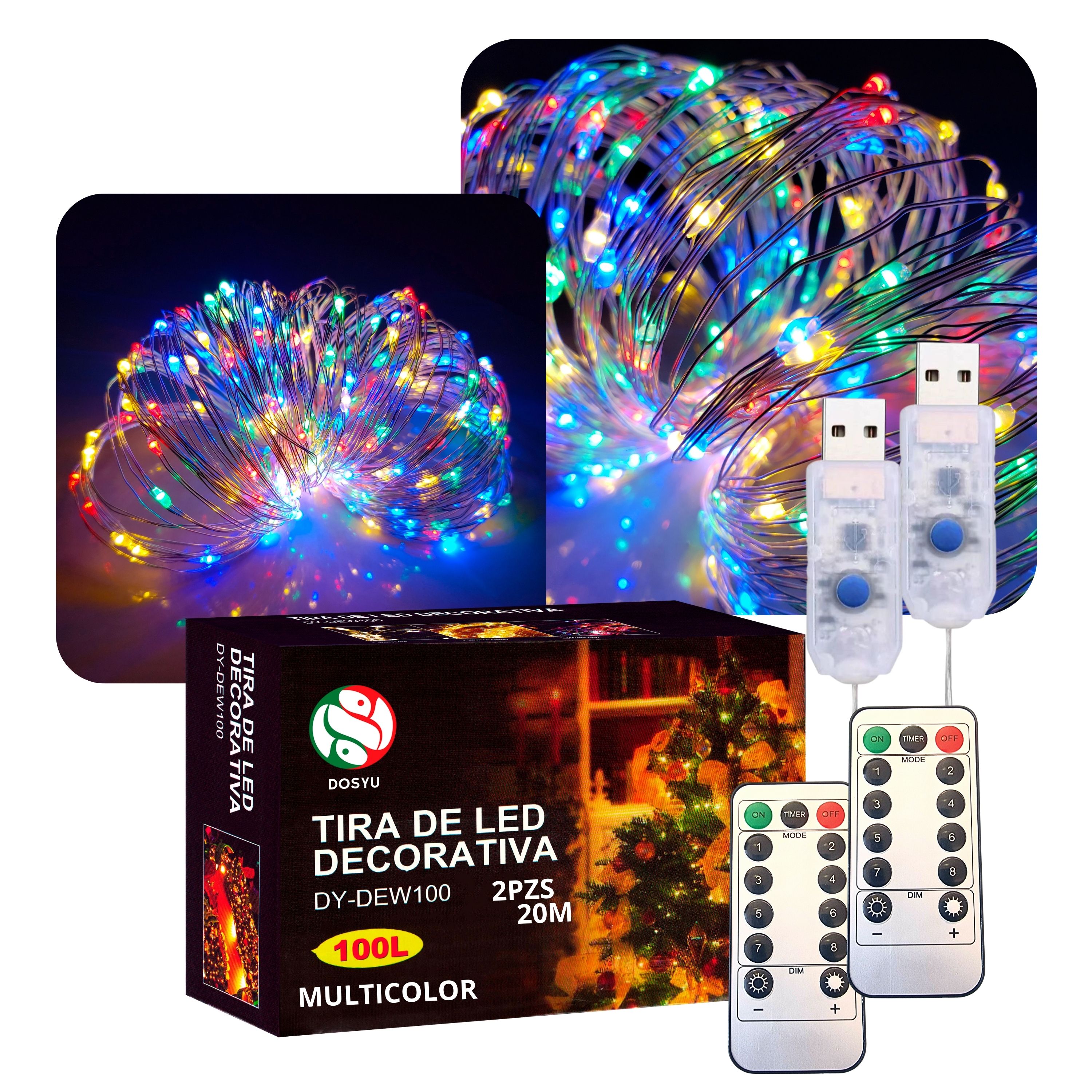 Foto 2 pulgar | Tira de Cobre Led Impermeable Dosyu Dy-dew100 Multicolor 20m