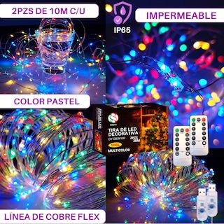 Foto 2 | Tira de Cobre Led Impermeable Dosyu Dy-dew100 Multicolor 20m