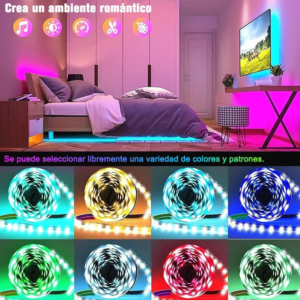 Foto 4 pulgar | Tira de Luz Led Rgb 2 Rollos de 5m y 2 Controles Eo Safe Imports Esi-4702 Multicolor