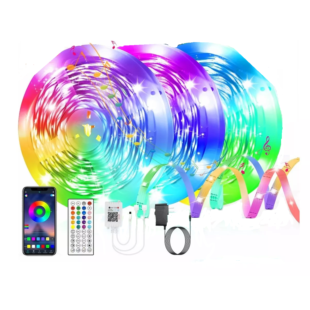 Foto 2 pulgar | Tiras de Luces Led Bluetooth Control Por App Rgb 30m Eo Safe Imports Esi-4717 Multicolor