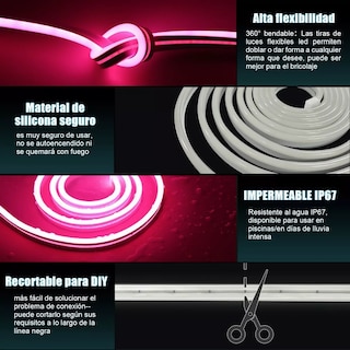 Foto 3 | Tira de Led Luz Neón Flexible 5m Manguera con Fuente 12v Eo Safe Imports Esi-4695 color Rosa