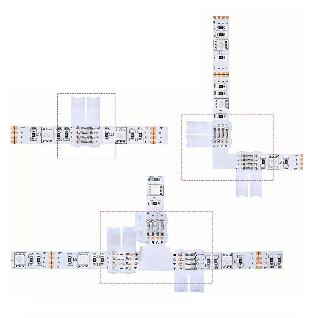 Foto 6 pulgar | Conector L/t Broche para Unir Tira Led Rgb 4 Pines 40 Piezas