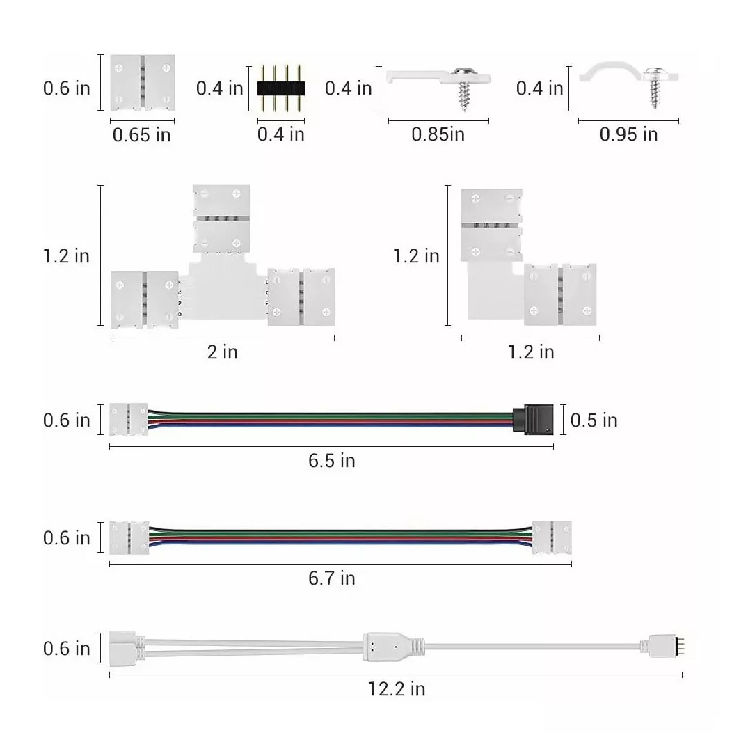 Foto 4 pulgar | Conector Broche BELUG para Unir Tira LED RGB 4 Pines 10 mm 95 Piezas