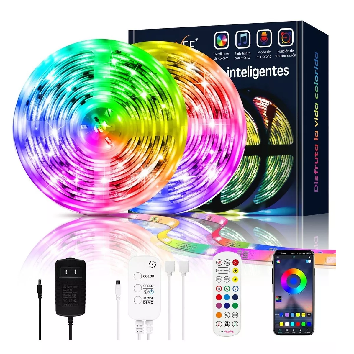 Foto 3 pulgar | Tira de Luces Led RGB Eo Safe Imports Esi-1240 Multicolor de 20 M con Bluetooth