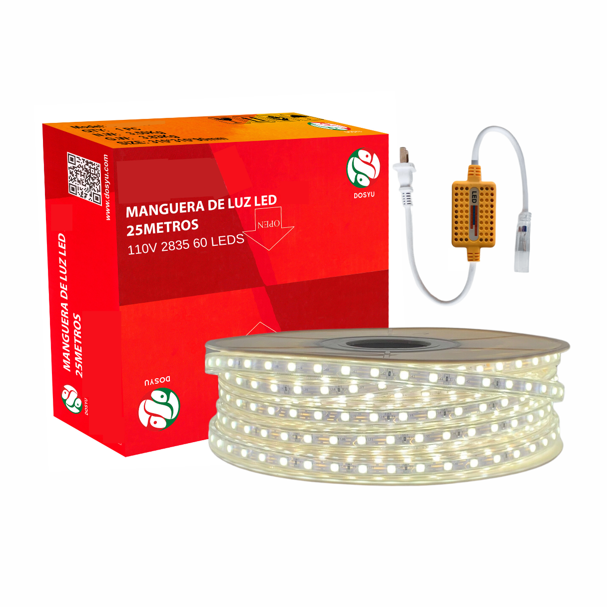 Foto 1 | Tira Led Manguera  25 Metros 60 Leds Por Metro 2835 Blanco Frio Ip65 110v-130v Cortable Cada Metro Y Flexible Dosyu