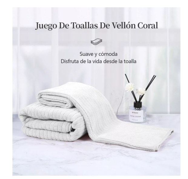 Foto 3 | Set 2 Toallas Baño Lana Coral Suave De Alta Densidad