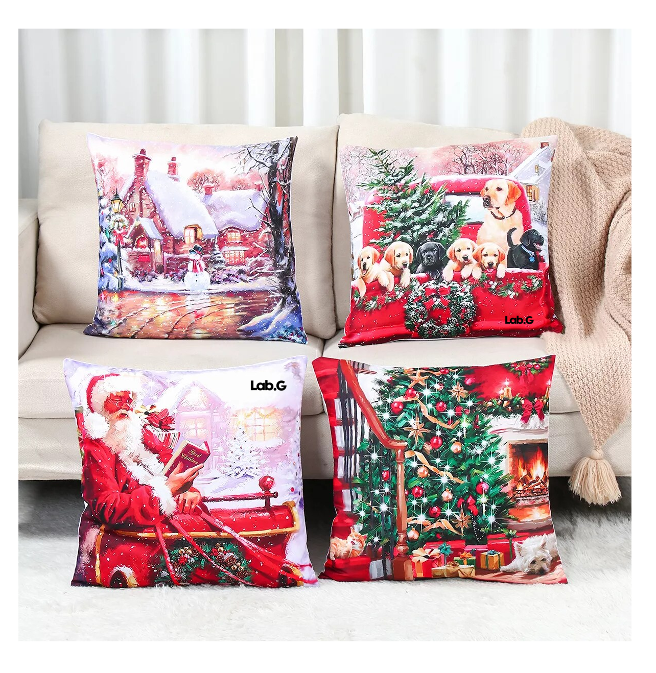 Foto 4 | Funda de Cojín Navideña Decoración Navideña