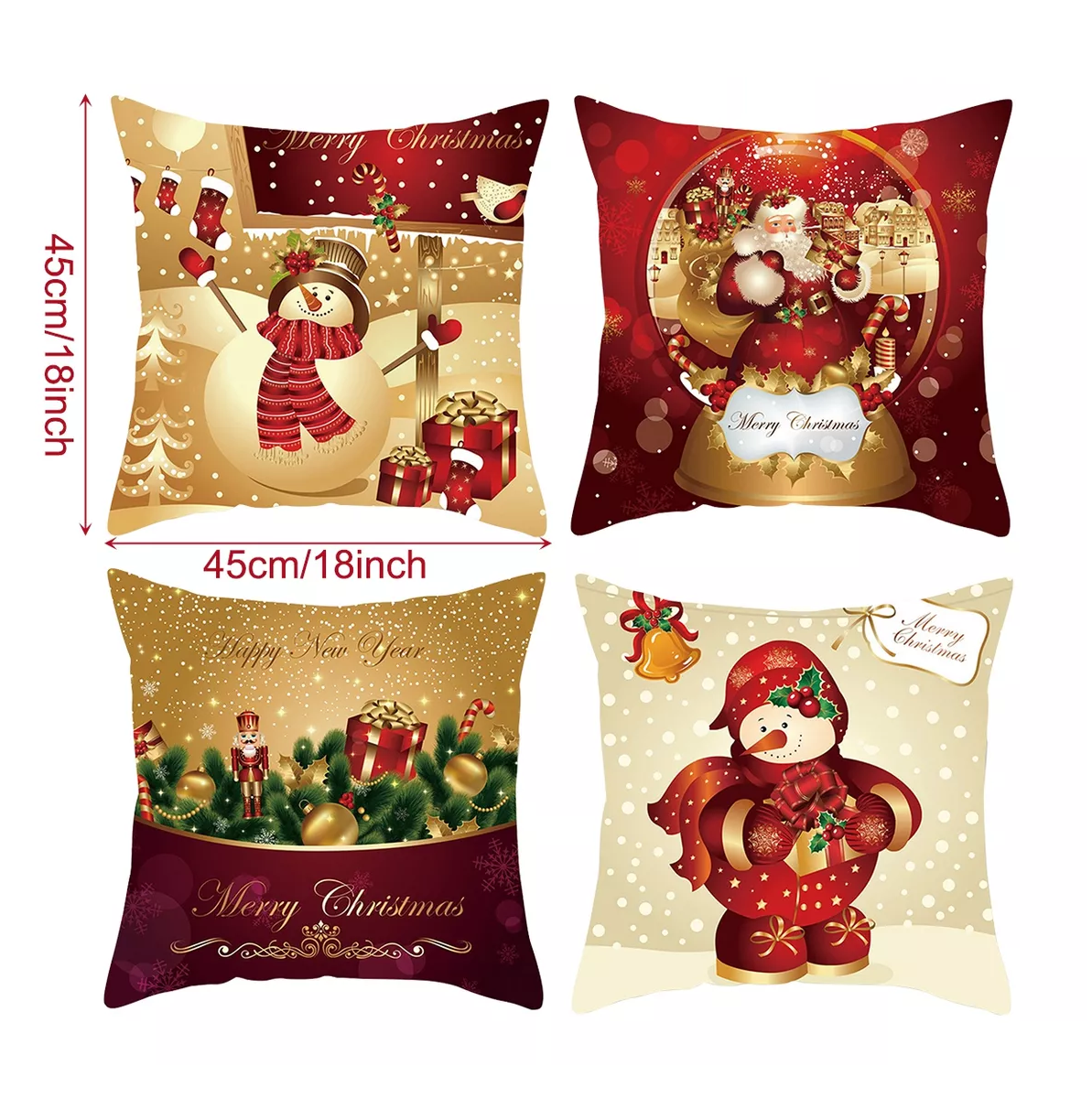 Foto 3 pulgar | Funda de Cojín Navideño 45x45 Cm 4 Piezas