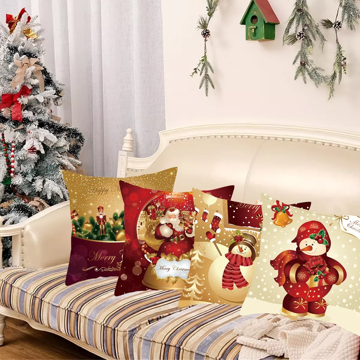 Foto 6 pulgar | Funda de Cojín Navideño 45x45 Cm 4 Piezas