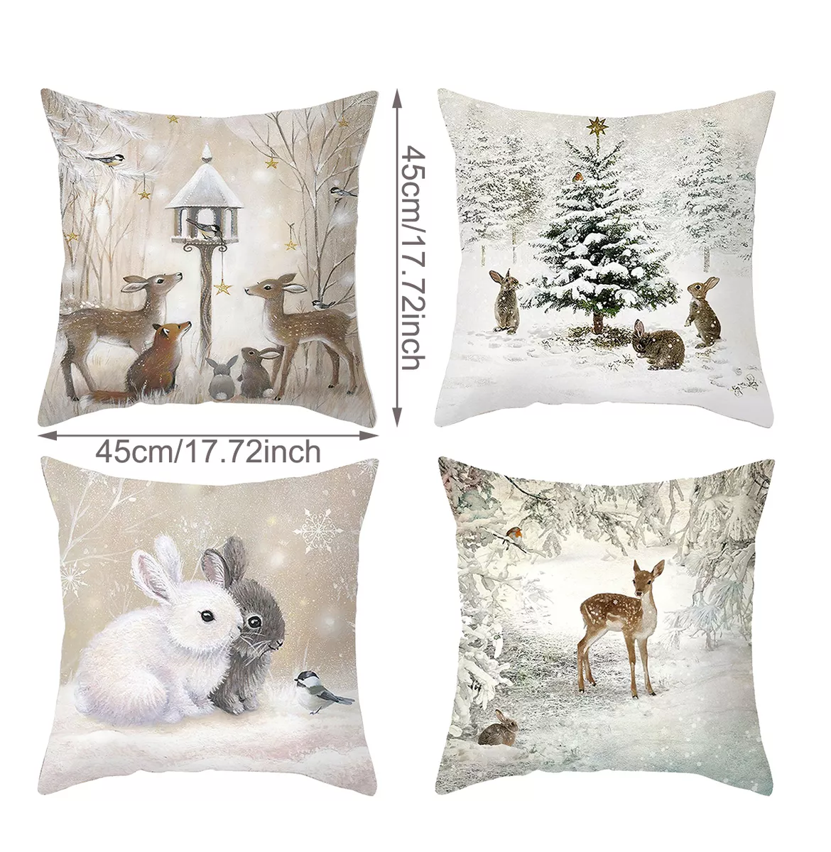 Foto 2 | 4 Pzs Funda Cojín Navidad Decoración Hogar Regalos Navidad Blanco Animales