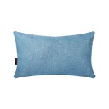 Cojín Decorativo Rectangular Para Sala O Cama. Funda De Lino Azul Con Cierre Invisible