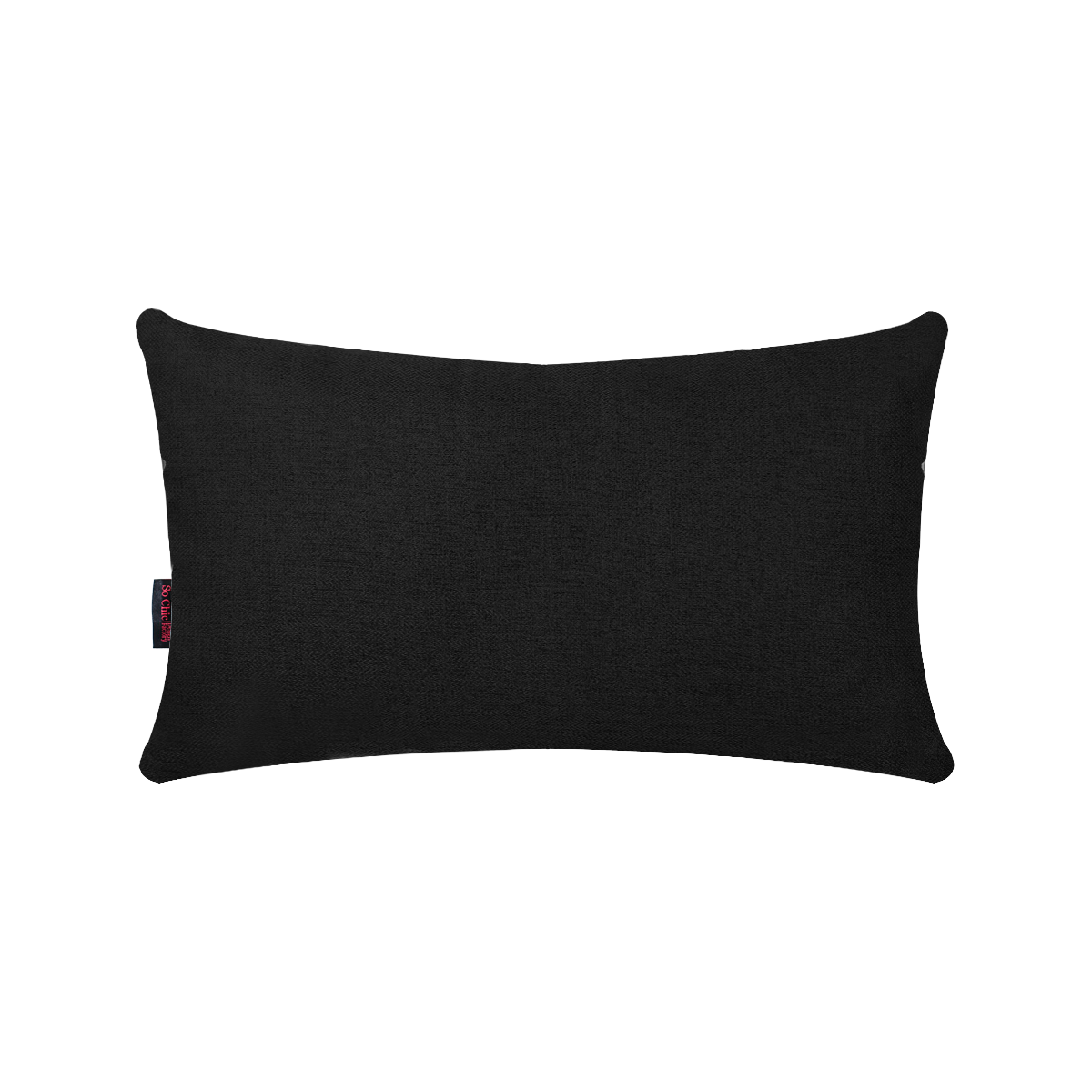 Cojín Decorativo Rectangular Para Sala O Cama. Funda De Lino Negro Con Cierre Invisible