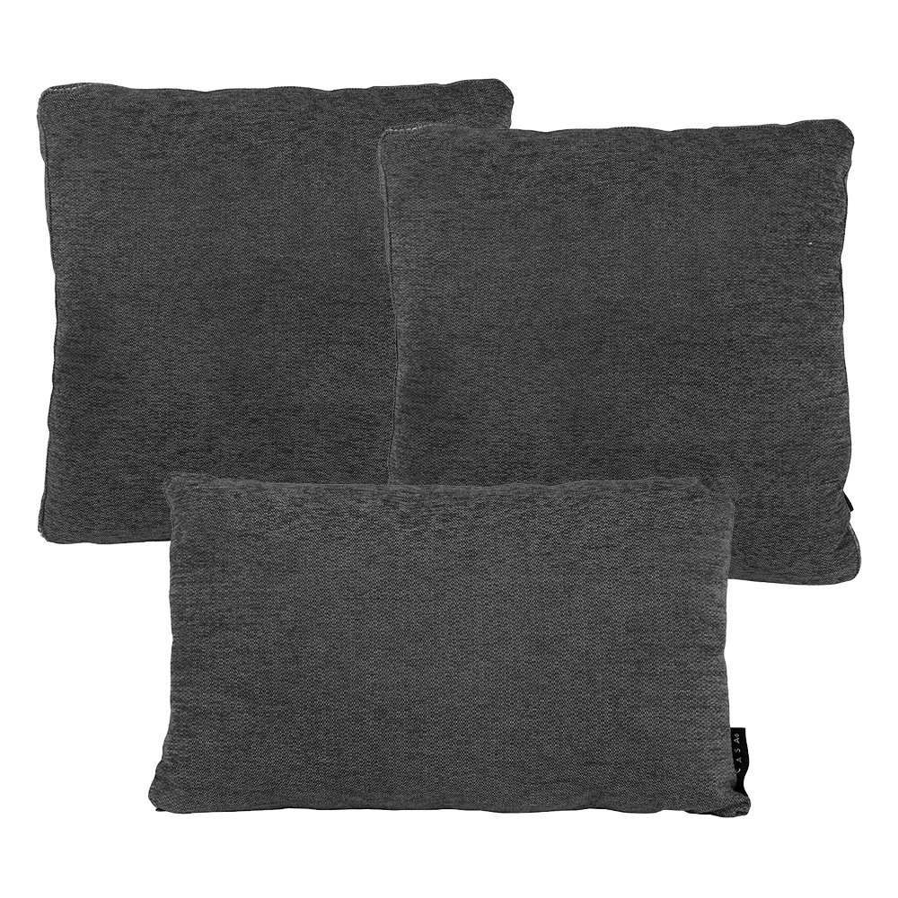 Set De Cojines Dicasa Delta Zita Color Gris Carbon 1rectangular Y 2cuadrados Grandes