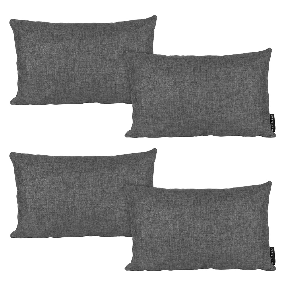 Set De 4 Cojines Riñoneras Decorativas Dicasa Delta Color Gris Oscuro Rectangular
