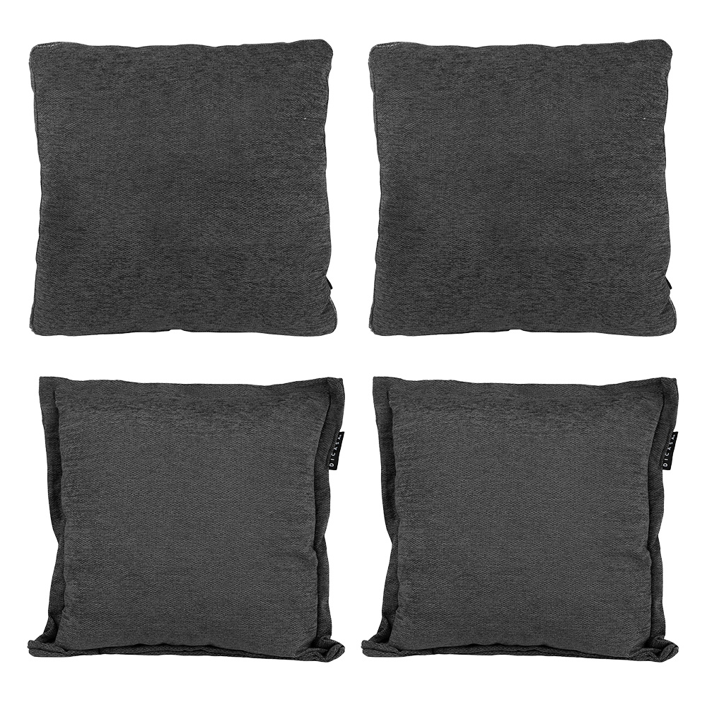 Set De Cojines Dicasa Kappa Zita Color Gris Carbon 2cuadrados + 2 Cuadrados Grandes