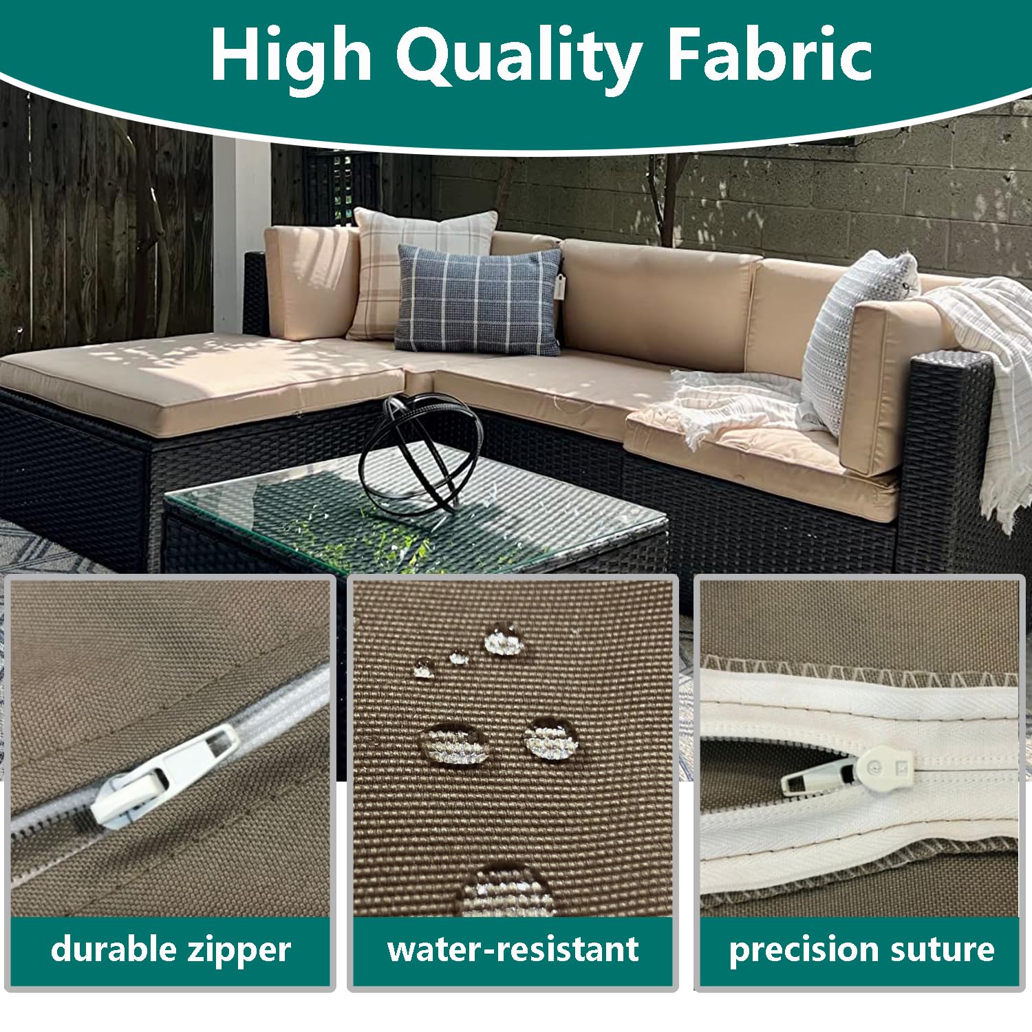 Foto 5 pulgar | Funda De Cojín Para Patio Flymei, Impermeable, 50 X 50 X 5 Cm, Color Topo, Paquete De 2 - Venta Internacional.