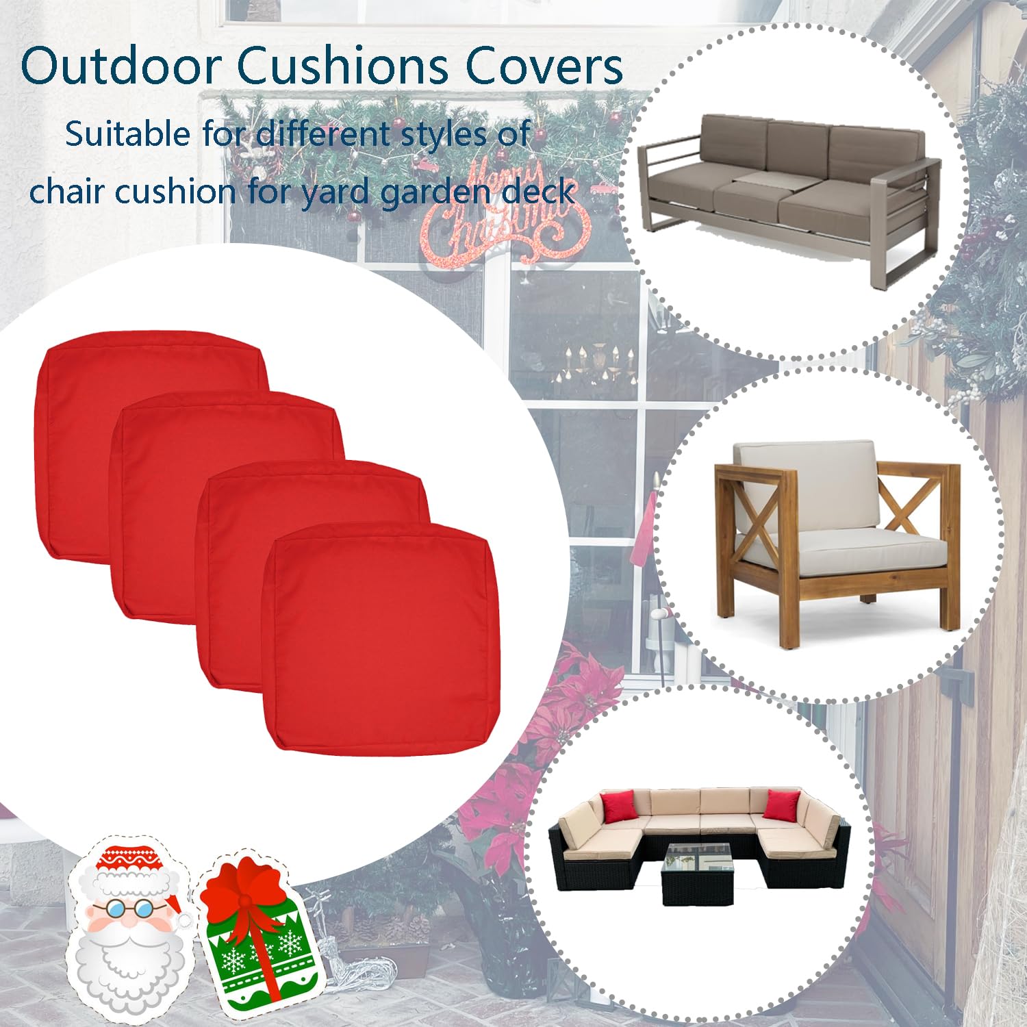 Foto 6 pulgar | Funda De Cojín Para Patio Flymei, Impermeable, 50 X 50 X 5 Cm, Color Rojo, Paquete De 2 - Venta Internacional.