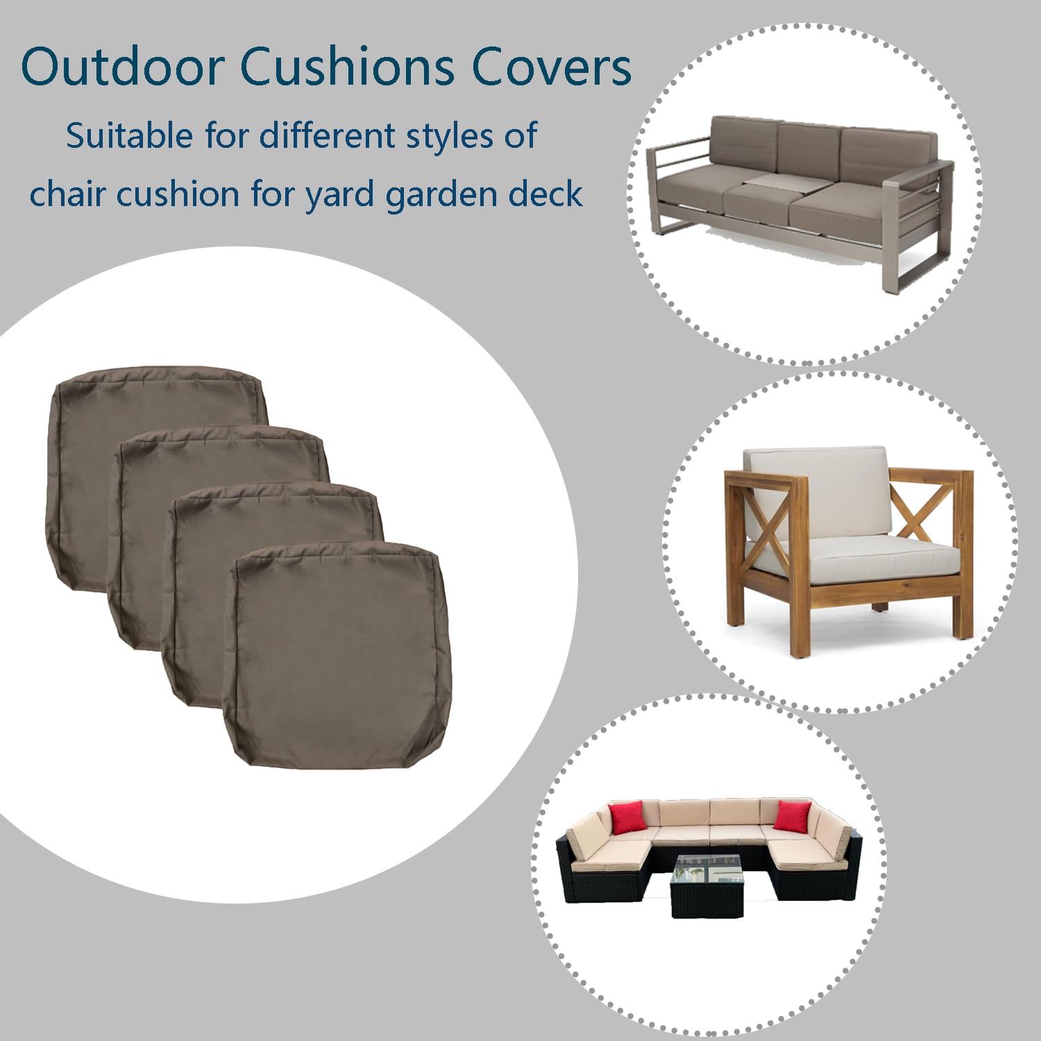 Foto 8 pulgar | Funda De Cojín Para Patio Flymei, Impermeable, 45 X 45 X 5 Cm, 2 Paquetes, Color Marrón - Venta Internacional.
