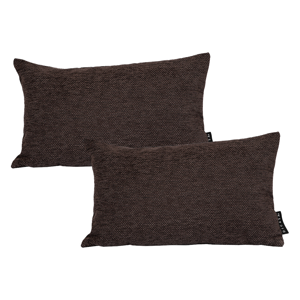 Set De 2 Cojines Riñonera Decorativa Dicasa Delta Color Chocolate Rectangular