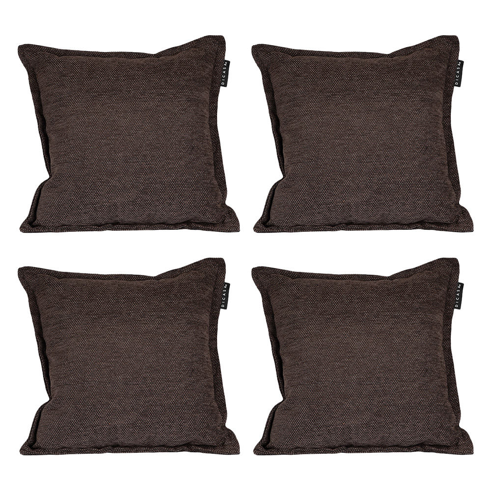 Set De 4 Cojines Decorativo Dicasa Kappa Color Chocolate Cuadrado